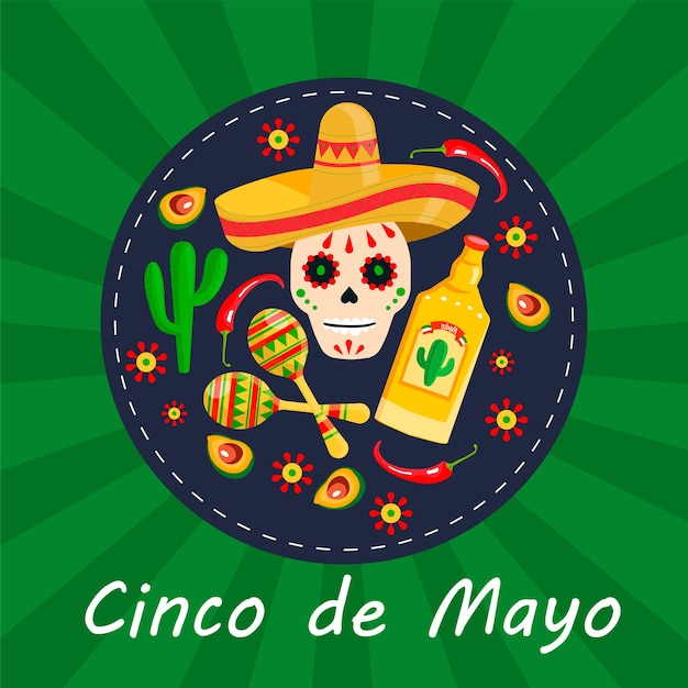 Vecteur le concept plat du cinco de mayo