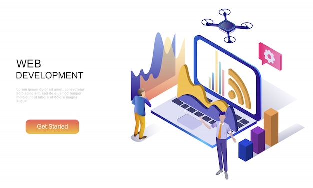 Concept Plat Isométrique De Développement Web