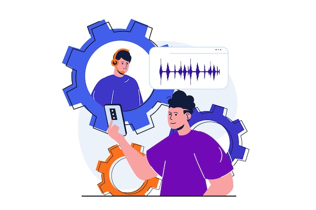 Vecteur concept plat moderne de service à la clientèle pour la conception de bannières web client masculin contacté le centre d'appels