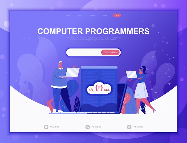Concept Plat De Programmeurs Informatiques, Modèle Web De Page De Destination