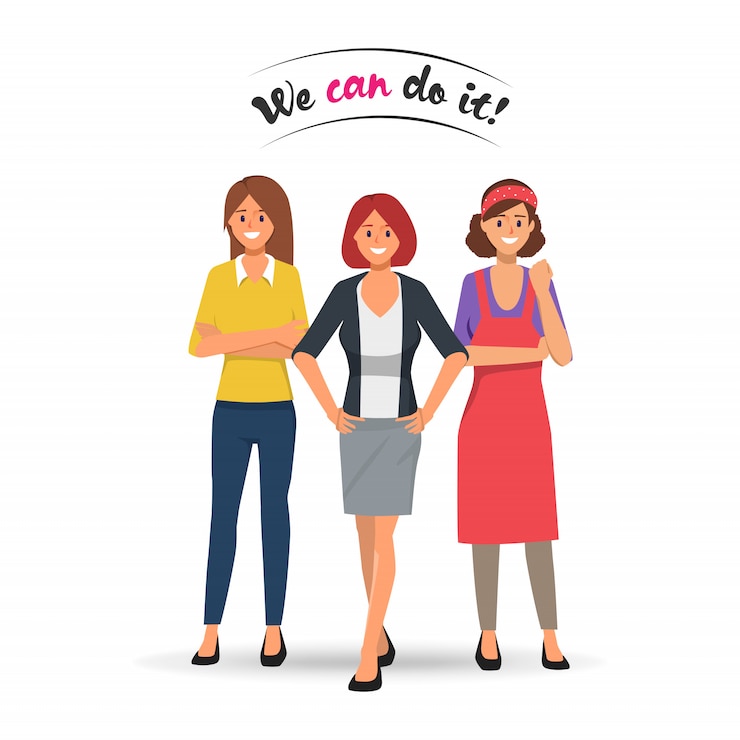 Vecteur concept plus fort de femme équipe professionnelle.