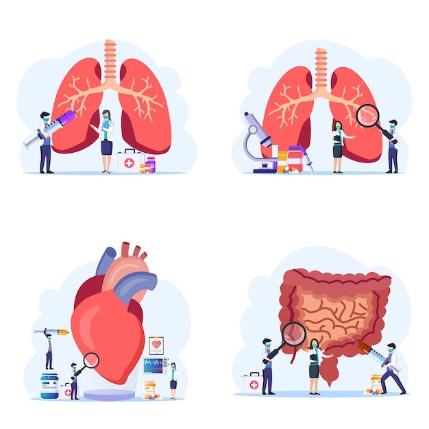 Concept De Pneumologie Examen Et Traitement Du Système Physique Et Respiratoire Illustration Vectorielle