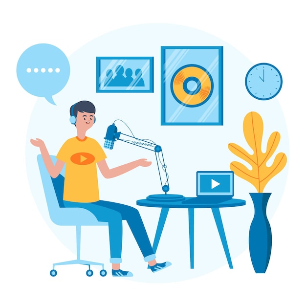 Concept de podcast illustré