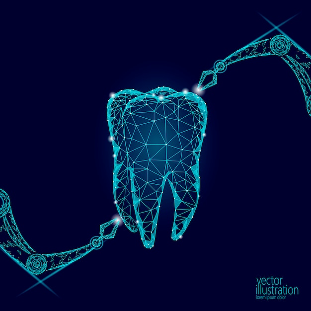 Concept polygonal de bras de robot d'innovation de dent 3D.