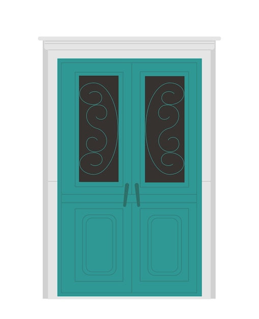 Vecteur concept de porte rétro porte bleue à la maison ou à la maison extérieure et façade de propriété privée moderne