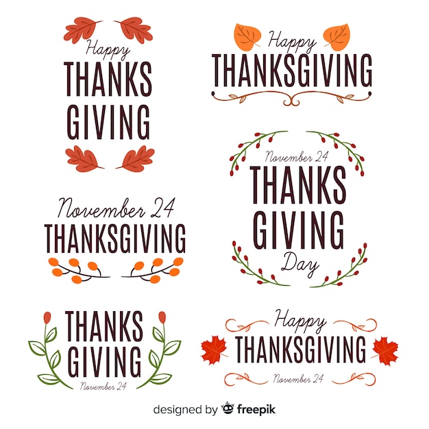 Concept Pour La Collecte Des Badges Du Jour De Thanksgiving