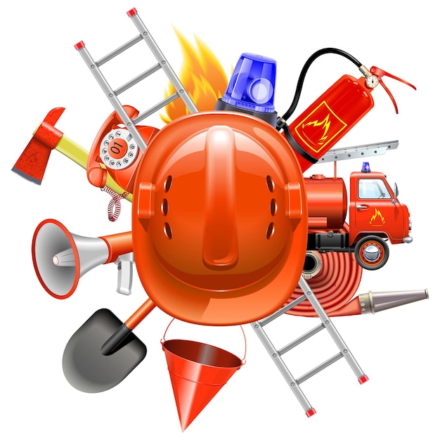 Vecteur concept de prévention des incendies de vecteur avec casque