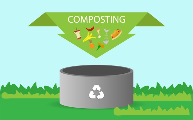 Vecteur concept de processus de recyclage des déchets pour les déchets organiques du compost