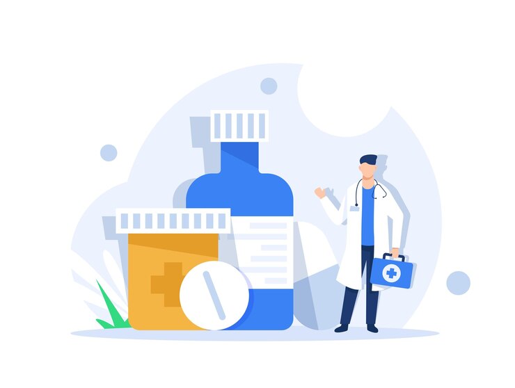Vecteur concept de protection antibiotiqueidée de traitement médical et de soins de santé
