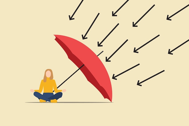 Concept De Protection Des Entreprises Femme D'affaires Avec Un Parapluie Symbole De Soutien Financier Aux Soins D'assurance