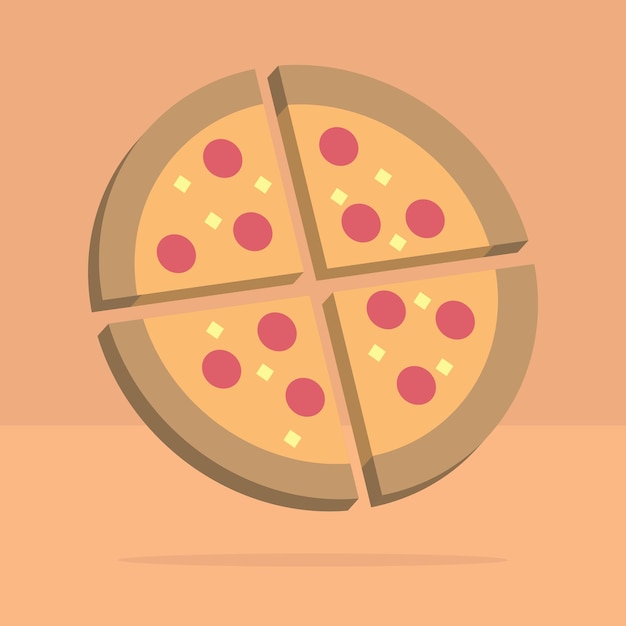 Concept De Quatre Tranches De Pizza 3d Dans Un Style De Dessin Animé Minimal