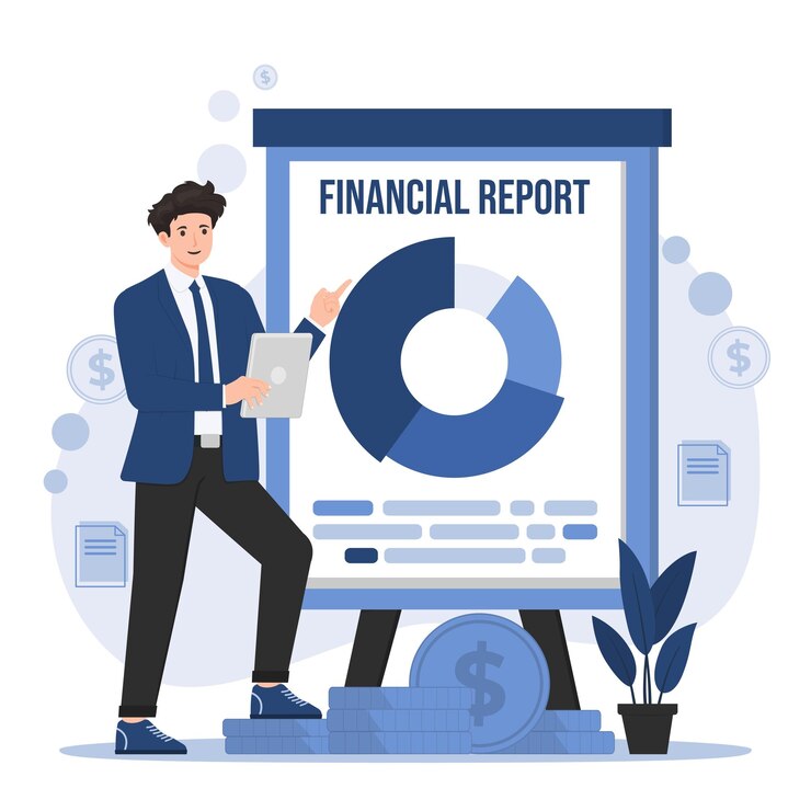 Vecteur concept de rapport d'entreprise illustrant les résultats de l'entreprise document de tableaux de données d'analyse financière