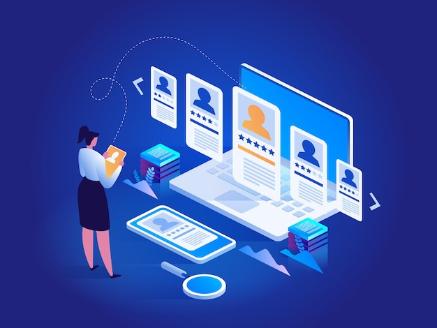 Concept de recrutement isométrique Agence RH d'entreprise
