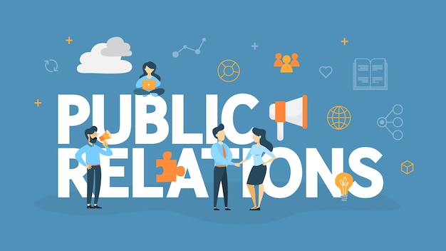 Concept De Relations Publiques. Idée De Faire Des Annonces Dans Les Médias De Masse Pour Faire La Publicité De Votre Entreprise. Gestion Et Stratégie Marketing. Illustration