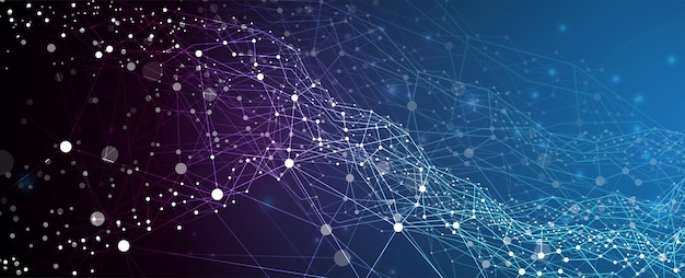Concept de réseau neuronal Cellules connectées avec des liens Processus de haute technologie Contexte abstrait