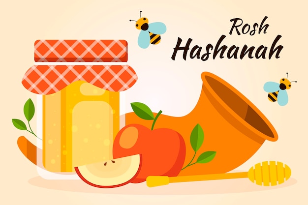 Concept de rosh hashanah plat