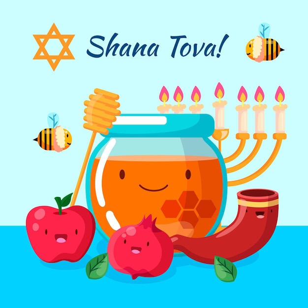 Concept De Rosh Hashanah Plat