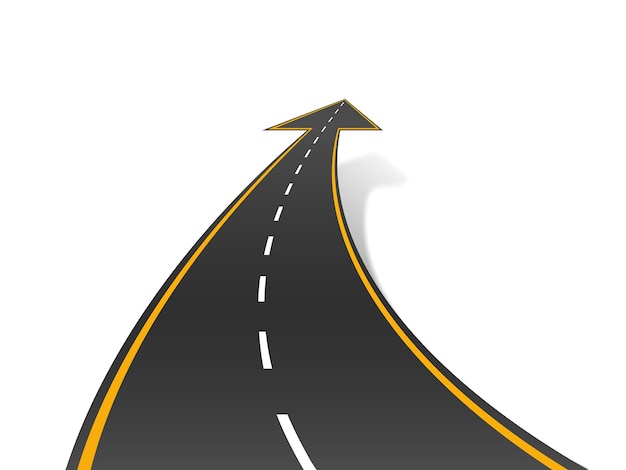 Concept de route de motivation Les flèches vers le haut marquent le chemin vers le succès vers le haut et vers l'avant pour la croissance et l'amélioration Illustration vectorielle de route réussie de l'autoroute vers le haut