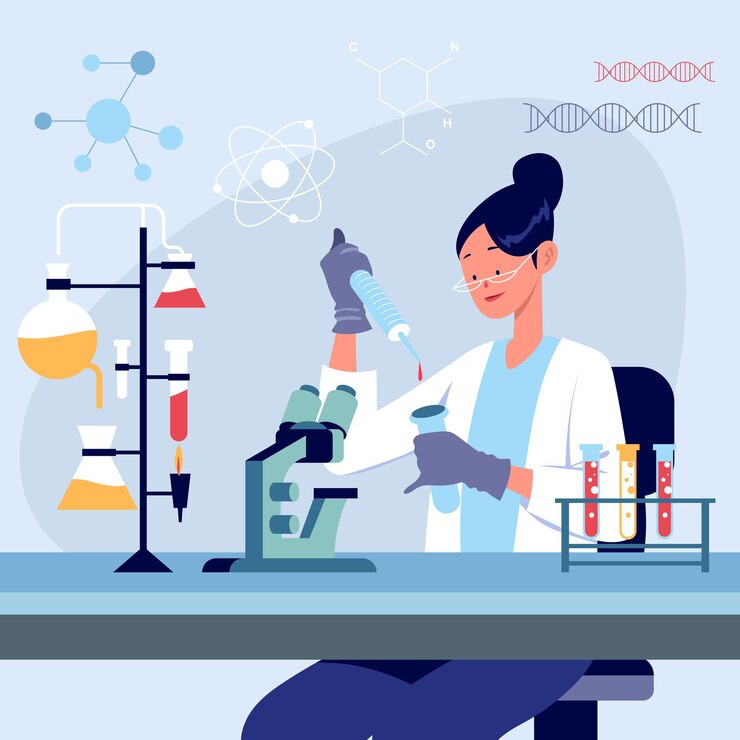 Vecteur le concept de scientifique de la recherche biochimique