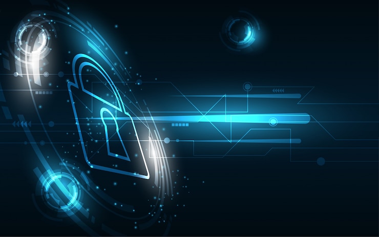 Vecteur concept de sécurité numérique cybernétique abstrait technologique protégeant l&#39;innovation du système