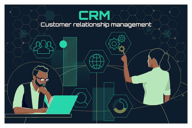 Vecteur concept de service d'analyse de gestion crm client client