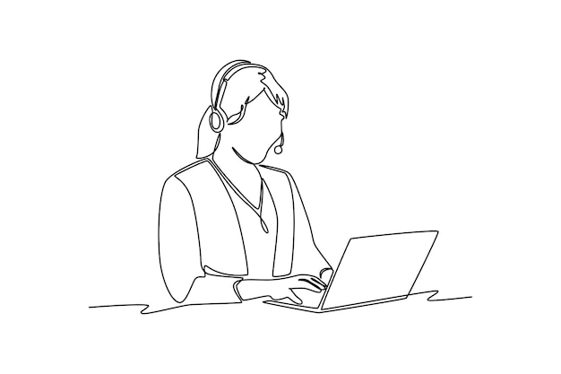 Concept de service client de dessin au trait continu Illustration graphique vectorielle de conception de dessin au trait unique