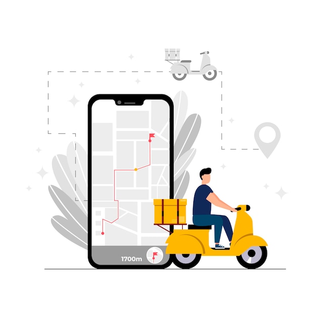 Le concept de service de livraison en ligne suivi des commandes en ligne livraison à domicile et au bureau