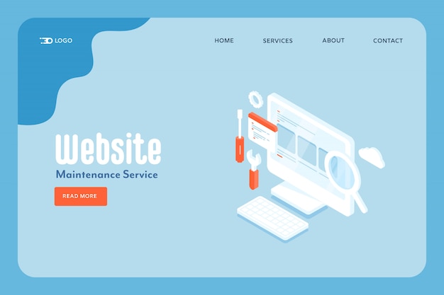 Vecteur concept de service de maintenance de site web