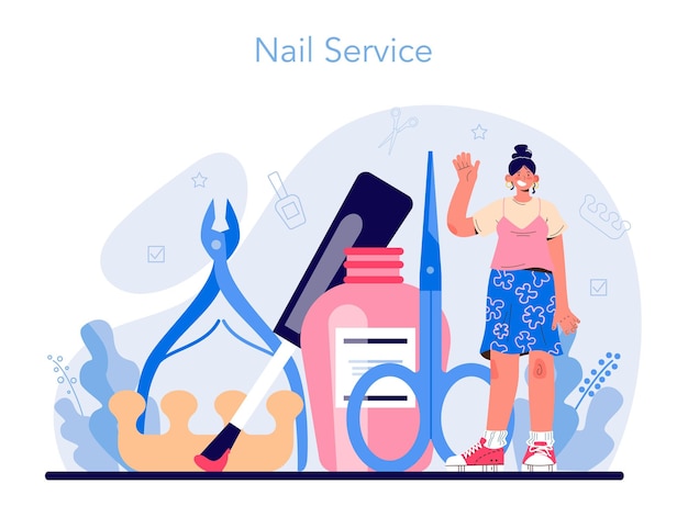 Concept de service de manucure traitement des ongles de travailleur de salon de beauté