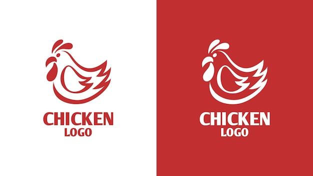 Vecteur concept de silhouette de coup de pinceau avec logo de poulet élégant simple