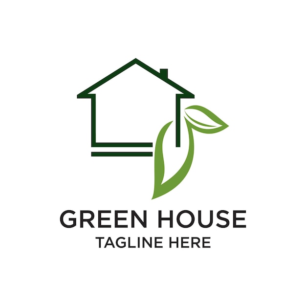 Concept Simple De Création De Logo Green House 2 Vecteur Premium