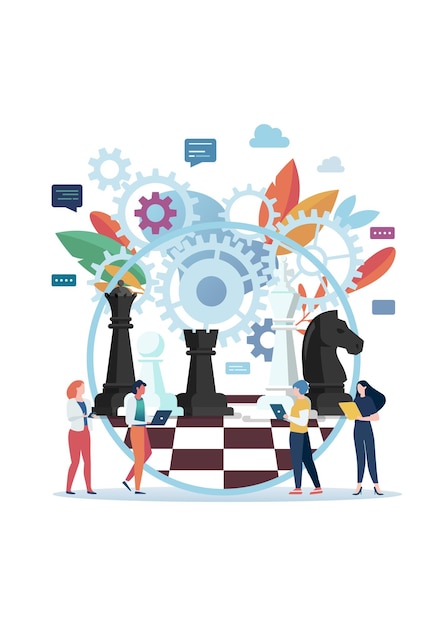 Concept de stratégie d'entreprise avec des figures d'échecs sur un échiquier