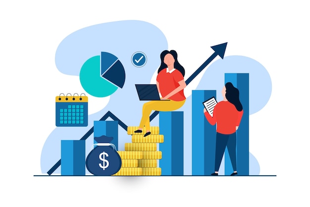 Concept de stratégie financière et d'investissement entrepreneurs travaillant pour l'analyse et le suivi des données