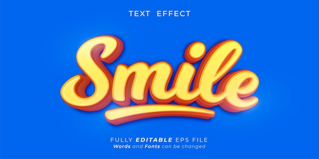 Concept de style 3d de texte de sourire d'effet de texte modifiable