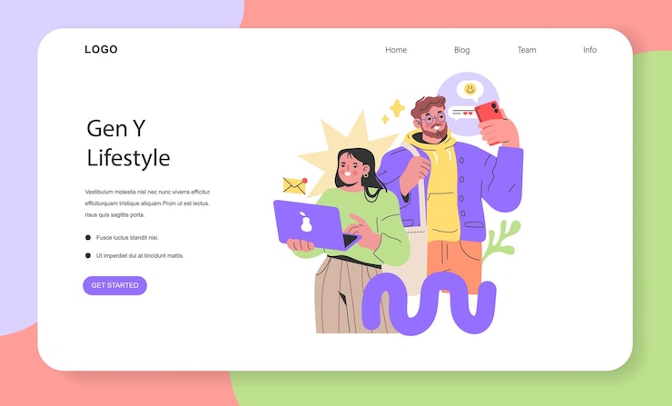 Vecteur concept de style de vie de la génération y un couple s'engage avec des appareils modernes symbolisant l'intersection des
