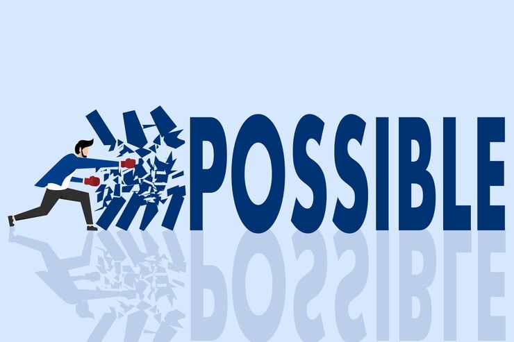Vecteur le concept de succès impossible devient possible,