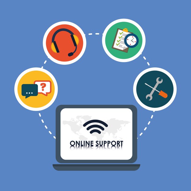 Concept de support en ligne avec design d&#39;icône