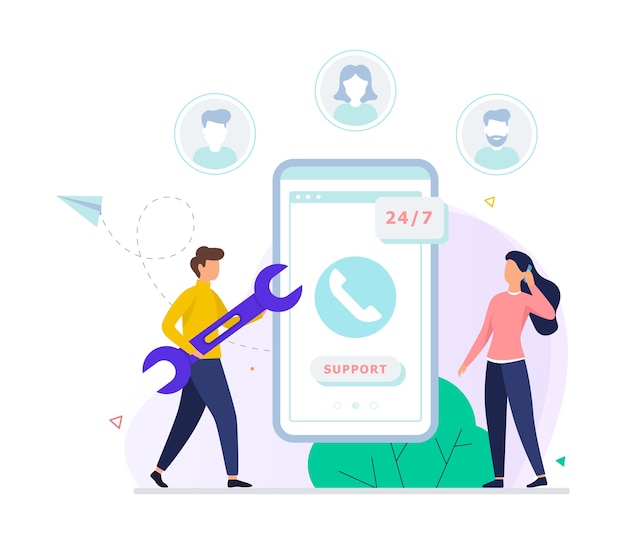 Vecteur concept de support technique. idée de service client