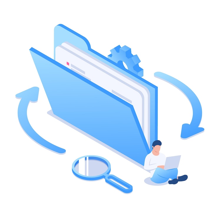 Concept de système de gestion de fichiers Illustration vectorielle