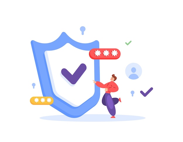 concept de système de protection et de sécurité des utilisateurs ou illustration d'un homme avec un bouclier