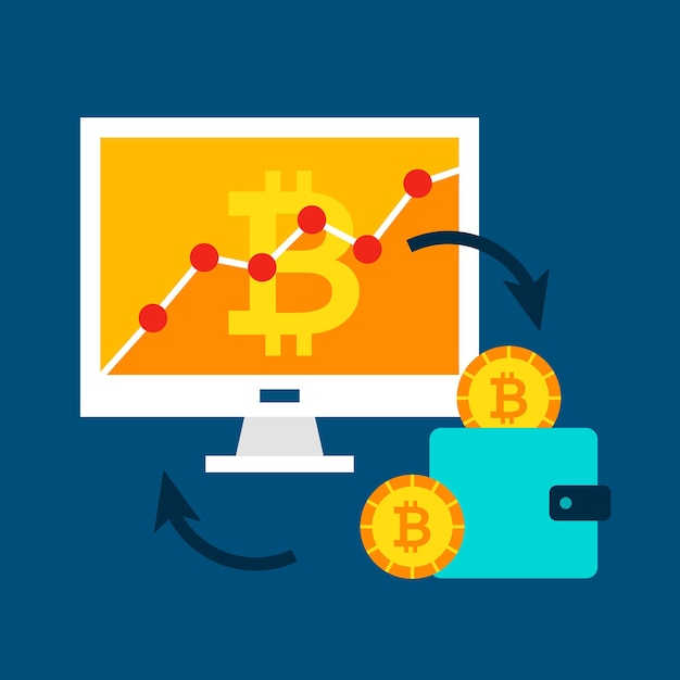 Concept De Taux De Bitcoin. Illustration Vectorielle Avec La Technologie Informatique Et Financière.