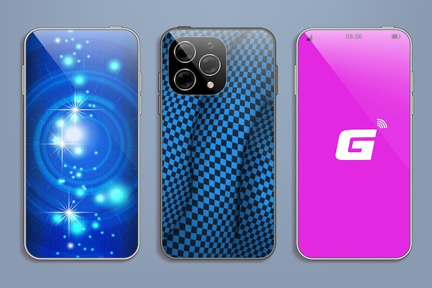 Vecteur concept de technologie 5g un smartphone avec les lettres 5g texte de type 3d de sixième génération un plan de connexion réseau technologique pour le dépliant d'illustration de site web de bannière, etc.