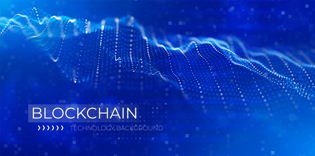 Concept de technologie Blockchain Résumé fond de particules bleues