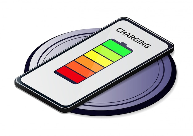 Concept De Technologie De Charge Sans Fil Sur Blanc.