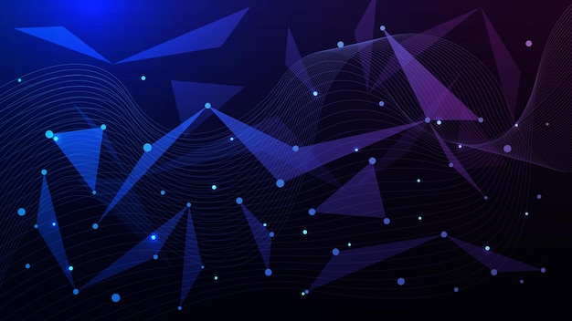 Concept de technologie numérique abstrait avec des points et des lignes de connexion Connexion de réseau technologique moderne