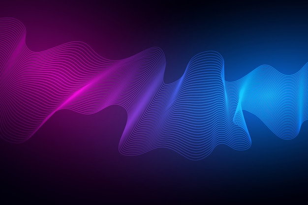 Concept technologique. Abstrait géométrique. Ondes dynamiques colorées sur fond sombre