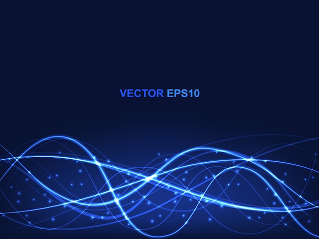 Concept technologique avec des lignes et des reflets lumineux translucides bleus.