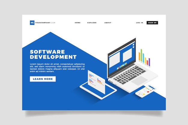 Concept technologique de page de destination