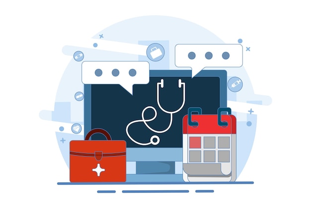 Concept de télémédecine sanitaire en ligne ou services de consultation médicale et de soins de santé en ligne