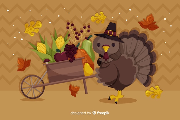 Concept De Thanksgiving Avec Fond Design Plat